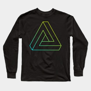 Impossible triangle with cyan to yellow gradient edge Long Sleeve T-Shirt